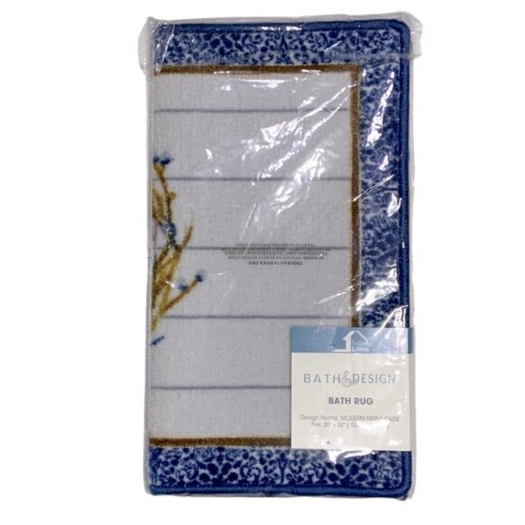 Modern Farmhouse Welcome Home Accent Matt Rug 20 x 32 Inch Blue White - Picture 8 of 14